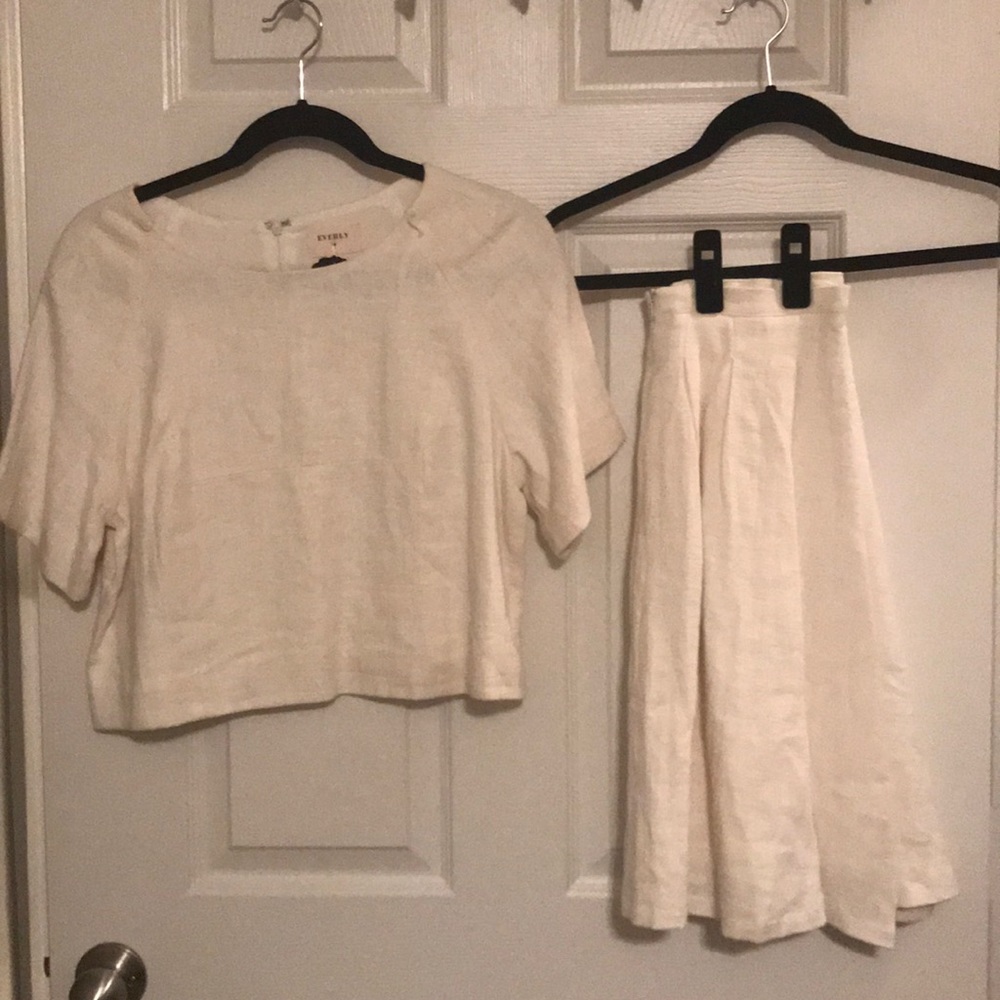 NWT Everly 2 Piece Linen Blend Ivory Dress